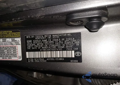 2005 Toyota Camry Le из США, поврежденный, VIN 4T1BE32K75U574102